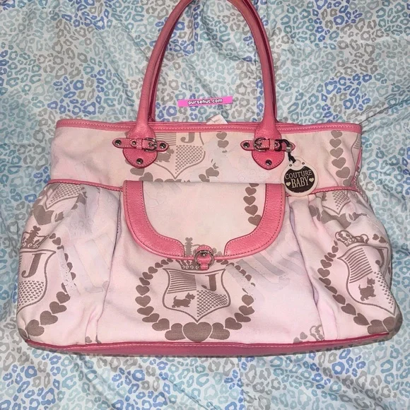 Vintage Pink Juicy Couture Purse Diaper Baby Bag Tote Handbag Y2K Changing Pad - Picture 9 of 10